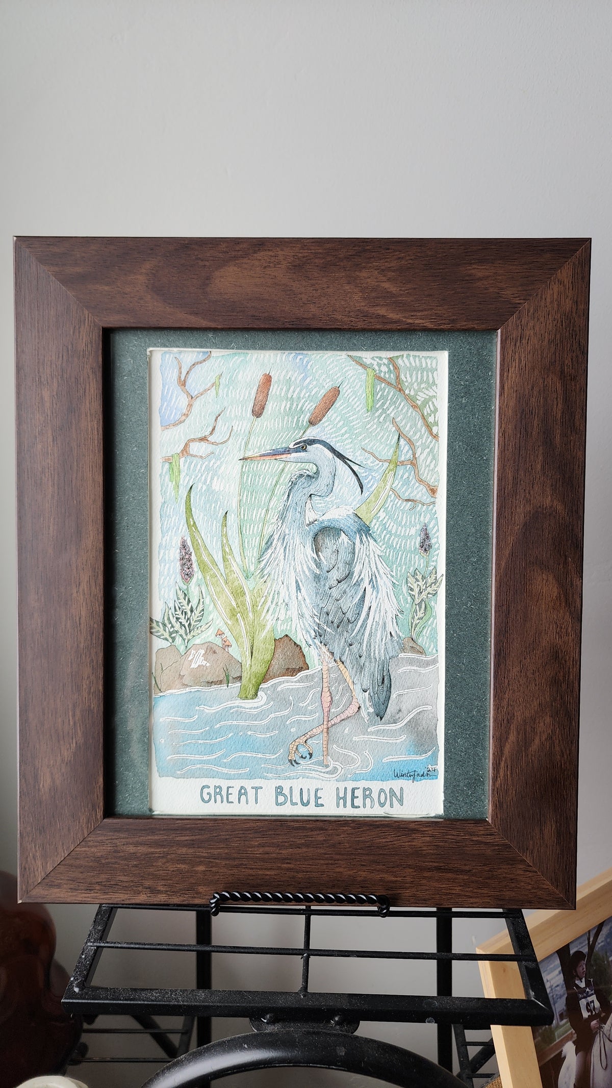 Original 8x10 watercolor heron (SOLD)